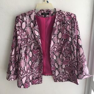Pink snake skin print open jacket